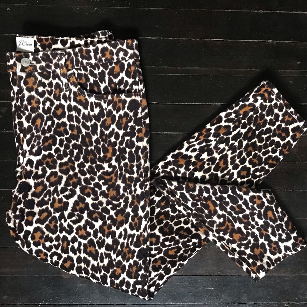 J. CREW ReImagined High Rise Animal Print Pants Stretch Corduroys Jeans - Picture 4 of 12